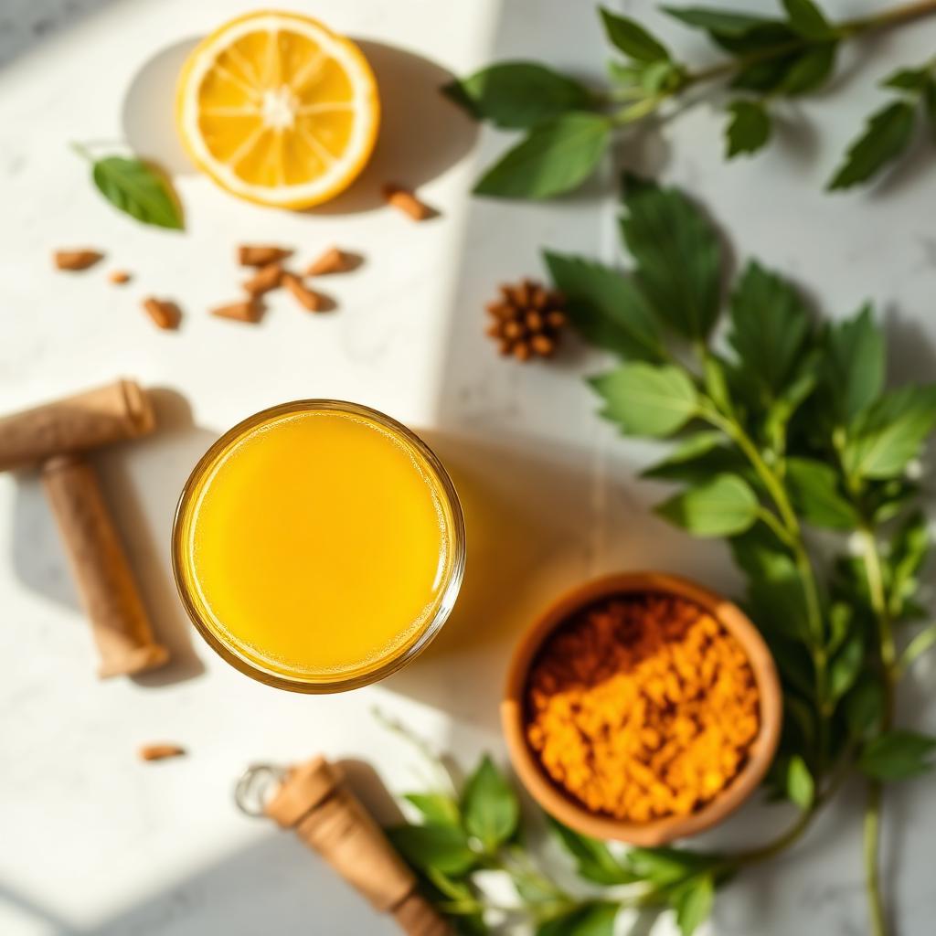 Healthy elixir flatlay